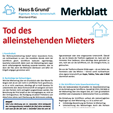 Merkblatt: Tod des alleinstehenden Mieters