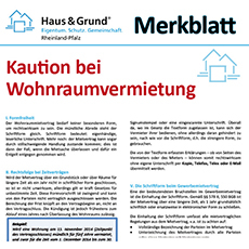 Merkblatt: Kaution bei Wohnraumvermietung