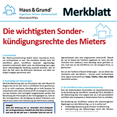 Merkblatt: Die wichtigsten Sonderkndigungsrechte des Mieters