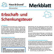 Merkblatt: Erbschaft- und Schenkungsteuer