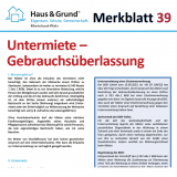 Merkblatt: Untervermietung - Gebrauchs�berlassung