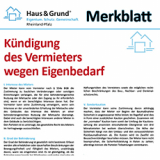 Merkblatt: Kndigung des Vermieters wegen Eigenbedarf