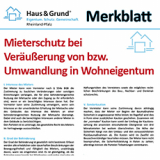 Merkblatt: Mieterschutz bei Veruerung von bzw. Umwandlung in Wohneigentum